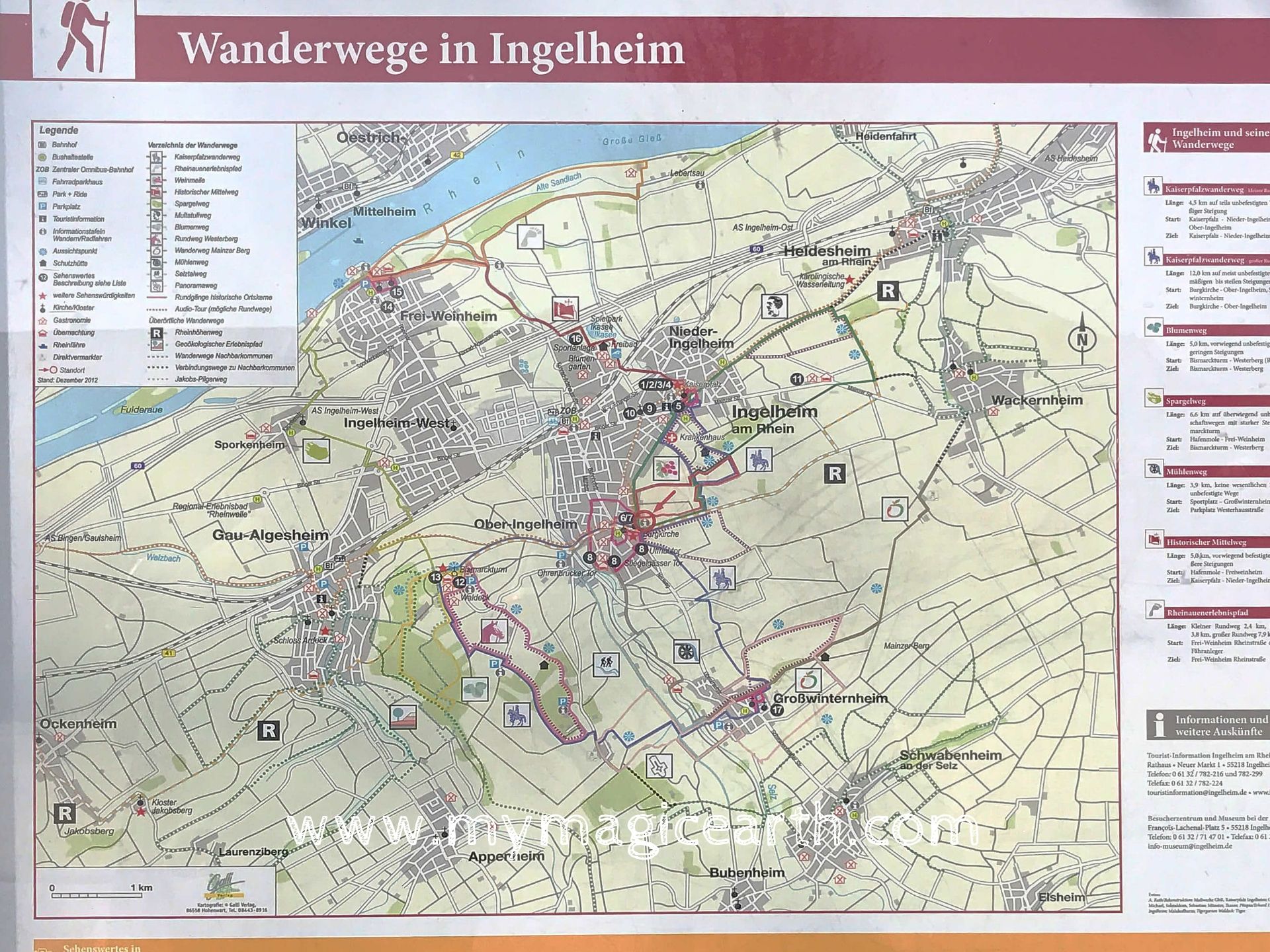 Hiking trails in Ingelheim, Cycling trail in Ingelheim, Rhine River, Germany