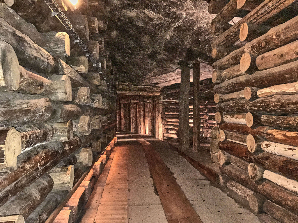 The underground tunnels link to chambers in Wieliczka Salt Mine