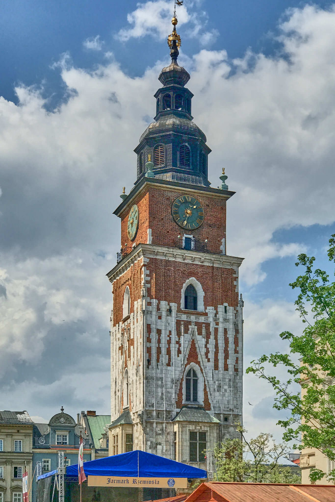 Clock Tower of St. Mary's Basilica, Krakow Poland
