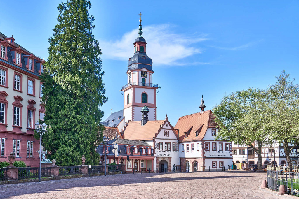 Market square in Erbach, Odenwald, Germany