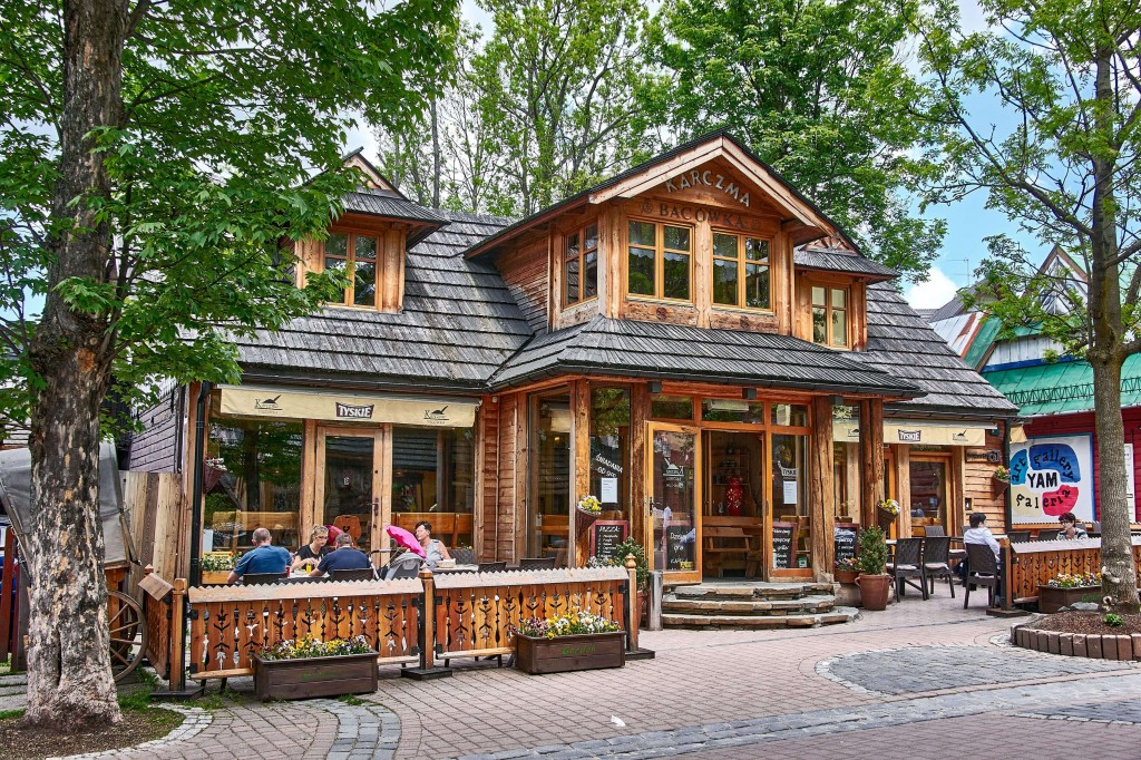 Restaurant with wooden architecture in zakopane, Poland; things to do in Zakopane