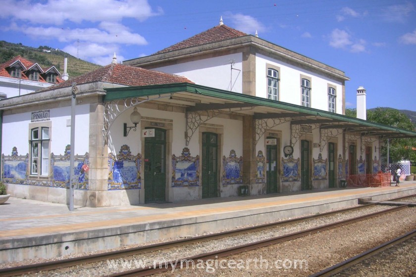 The train station using the Azulejos tiles to tell stories of the grape harvest, Pinhão, Portugal