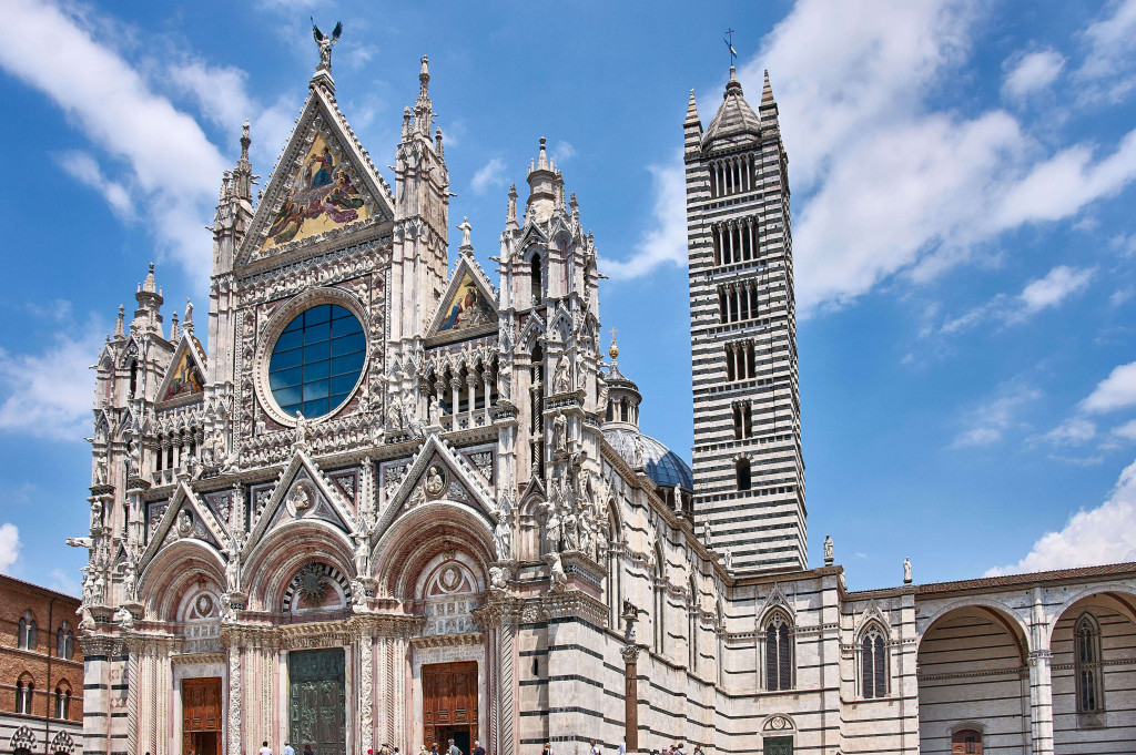 The beautiful façade of Siena Cathedral, Tuscany