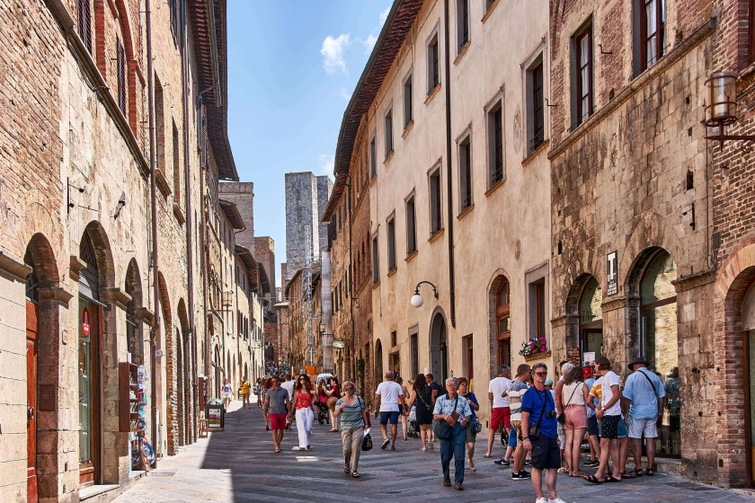 Narrow alley in San Gimignano