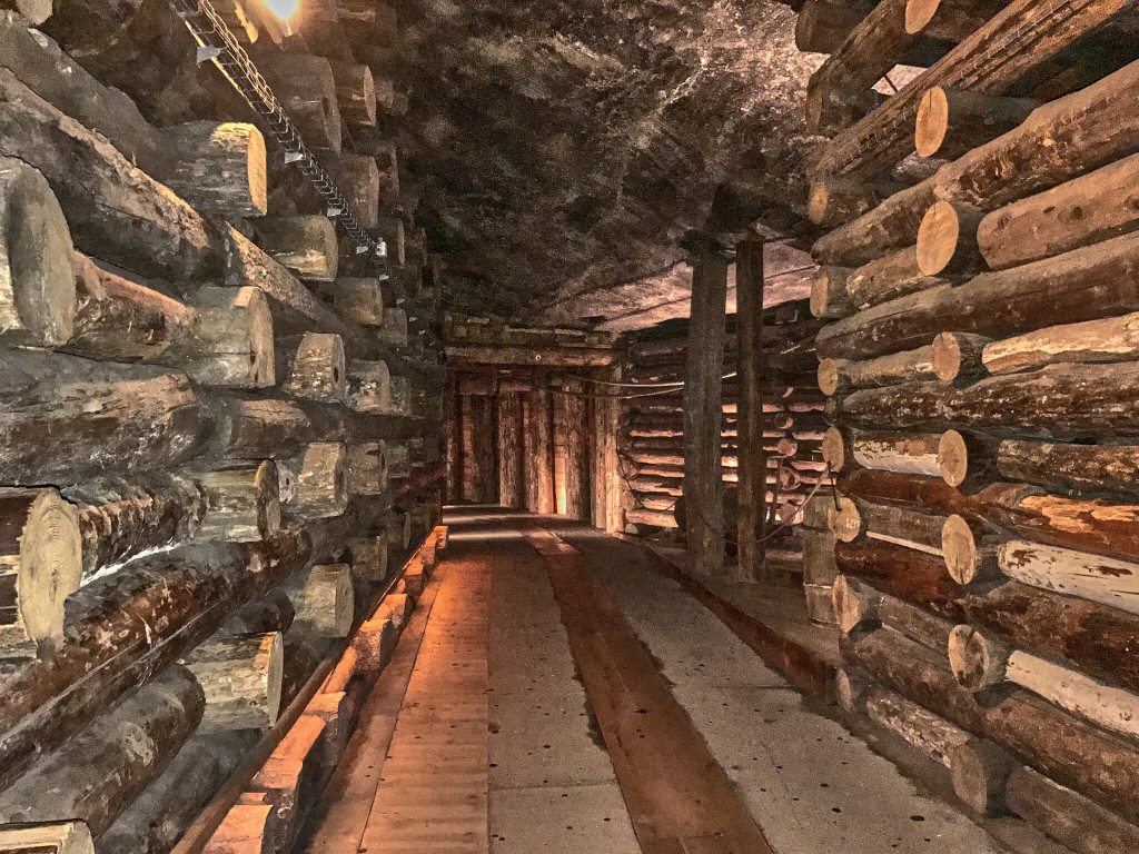 The underground tunnels link to chambers in Wieliczka Salt Mine