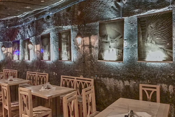 The underground restaurant in Wieliczka Salt Mine