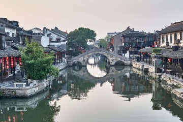 Sunrise view in Xitang water town