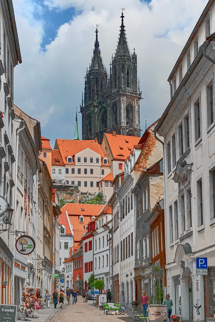 Street view in the Meissen Old Town Center