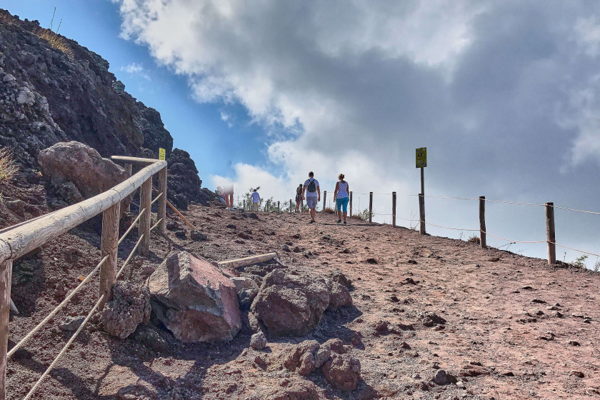 Walk around the rim of the Vesuvius volcano crater