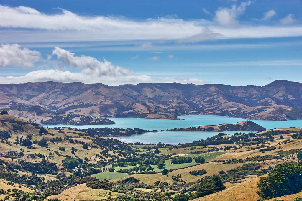 view of the picturesque French village of Akaroa;french village Akaroa