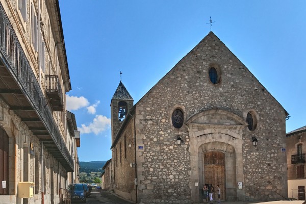 The facade of the Saint-Louis Church in Mont Louis, Pyrenees, France