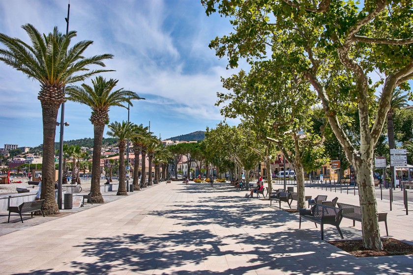 Beach Promenade a Quiet French Coastal Town famours for its wines