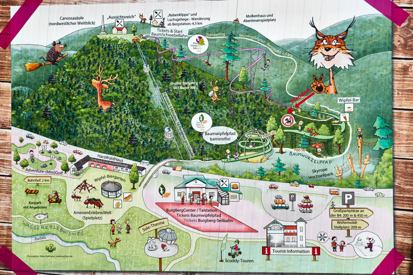 Map of the Treetop Trail in Bad Harzburg, Germany's Harz Mountains