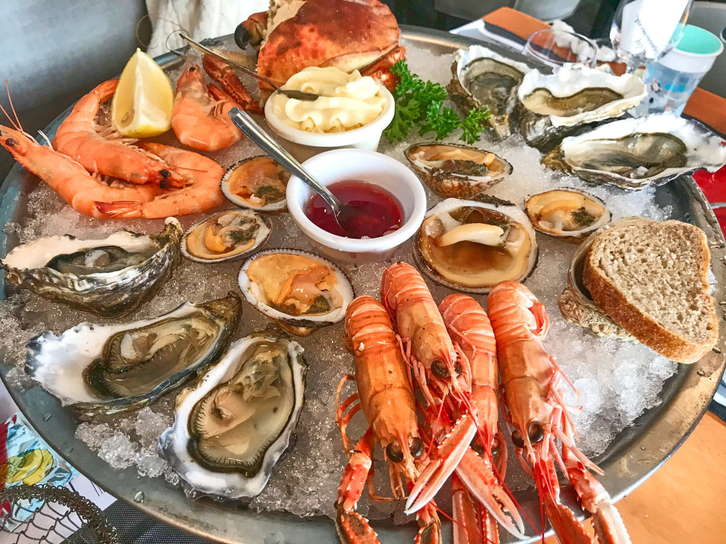 Seafood plate in Paimpol, Brittany