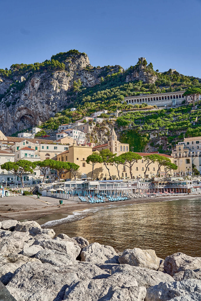 View of Amalfi Old Town form the pier