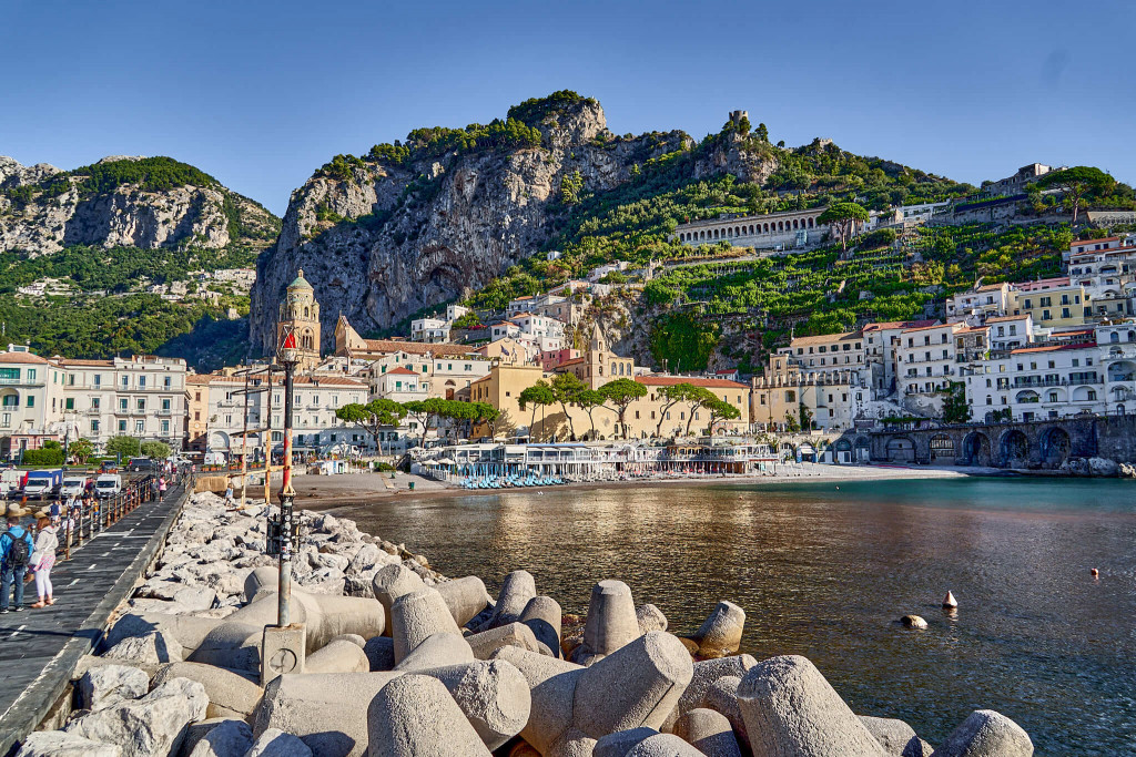 View of Amalfi Old Town form the pier