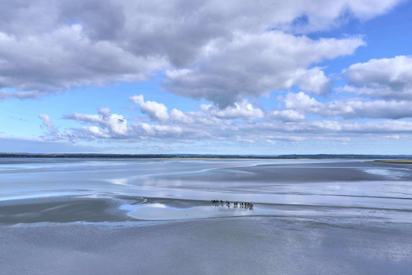 Mont St. Michel Bay view in the low tides, Brittany France