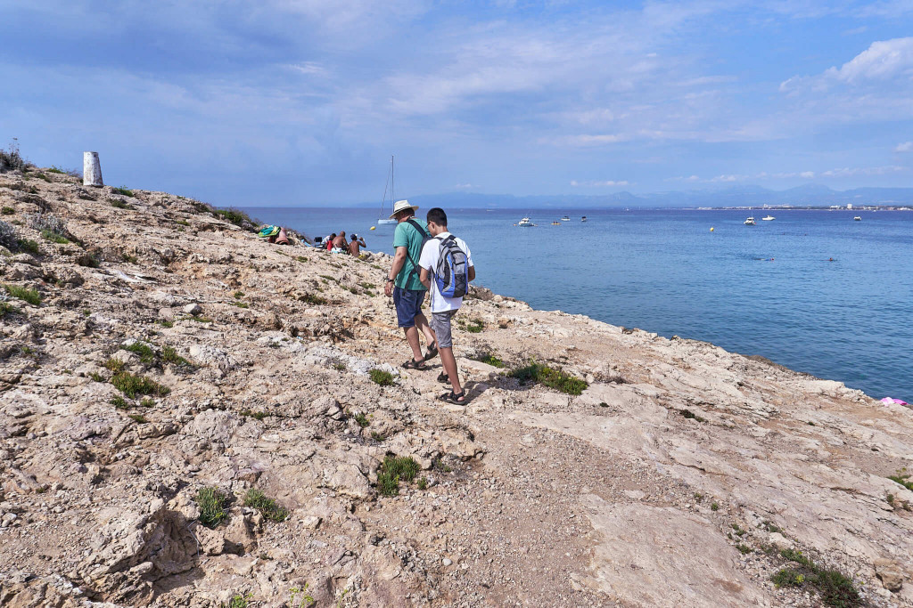 The path from Cala Font toward Cap Salou is on the rocky coast, Spain
