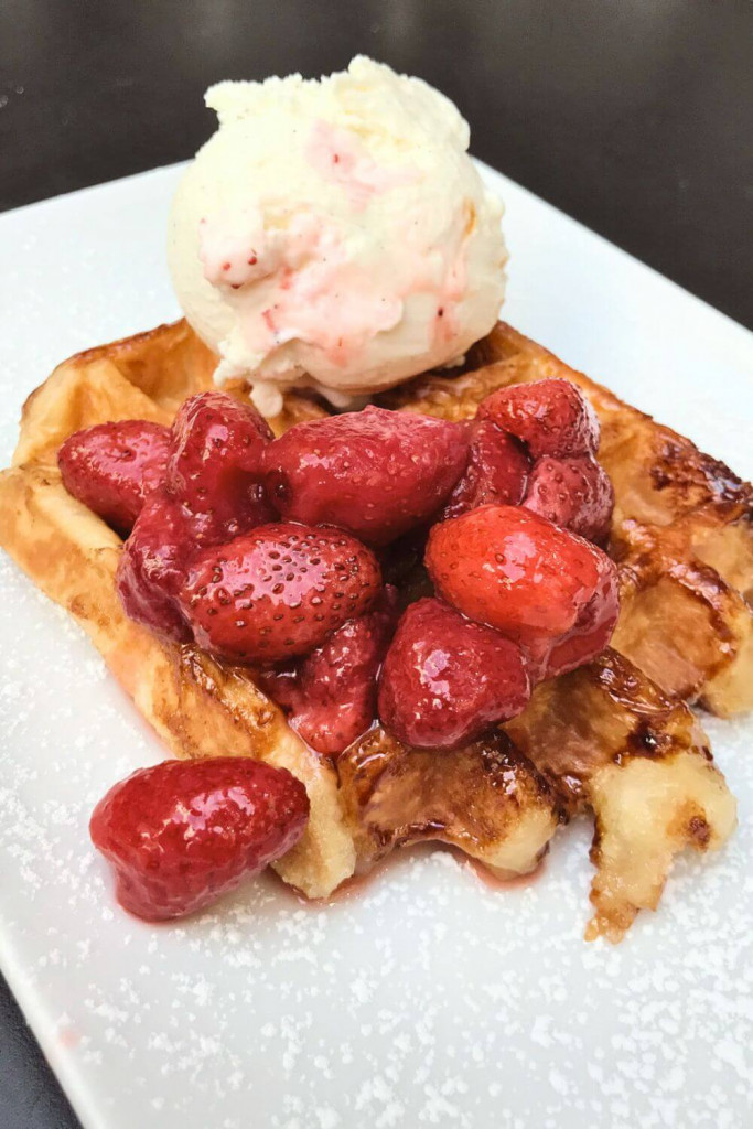 strawberry waffle with Ice Cream