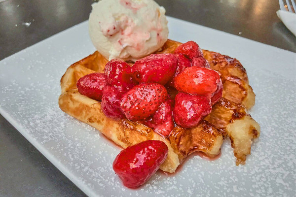 strawberry waffle with Ice Cream