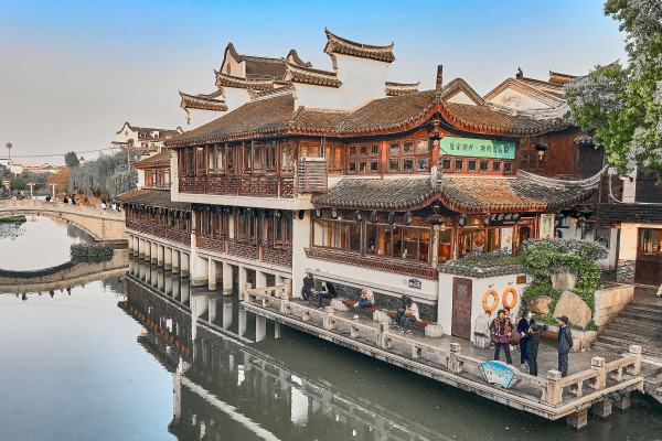 Restaurants and Tee Houses along the Puhui River, Qibao, Shanghai